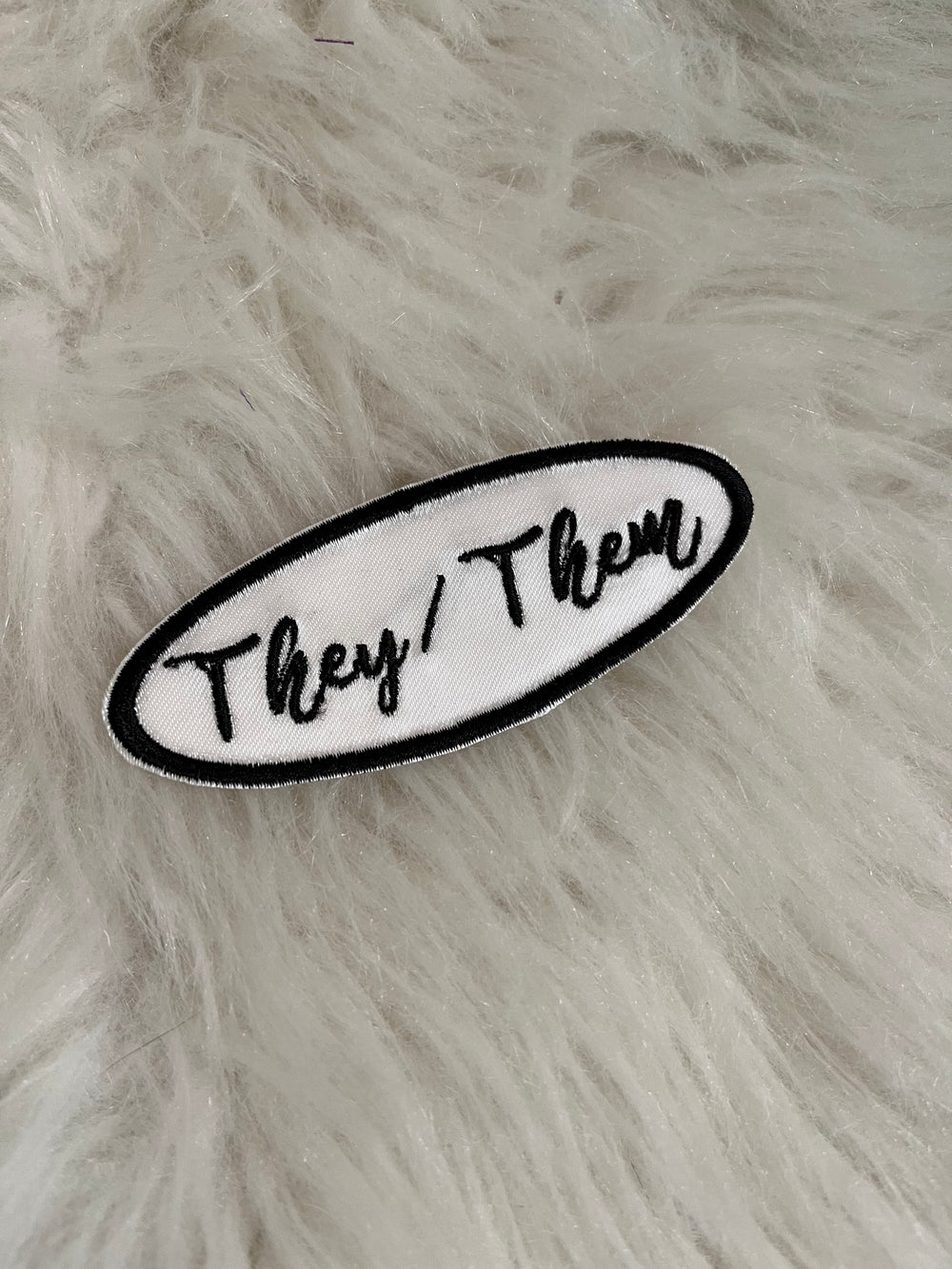 'They / Them' Patch. Black on White 4 Inch