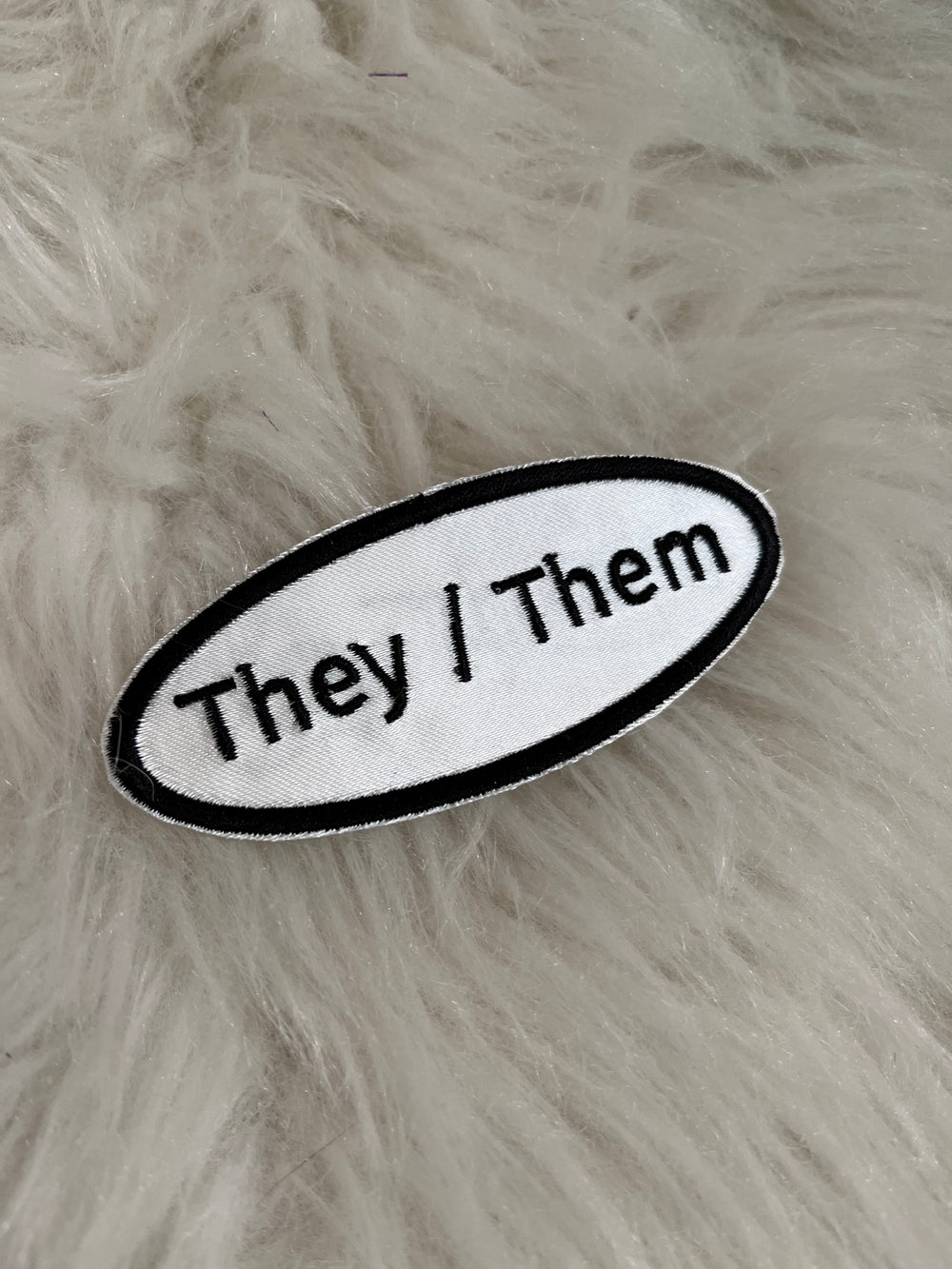 'They / Them' Patch. Black on White 4 Inch